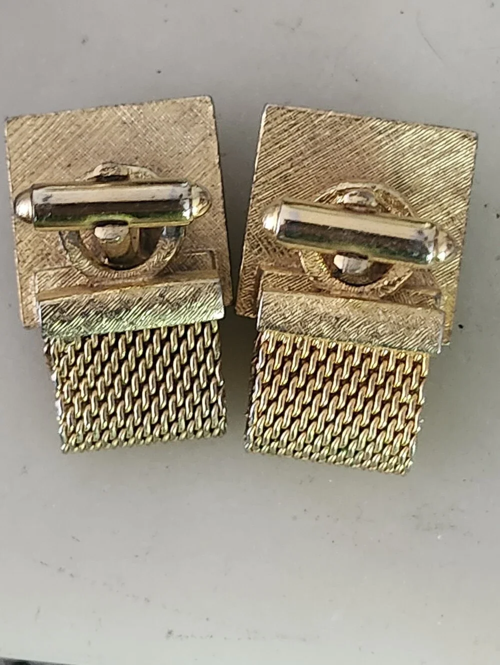 Vtg Gold Tone Cufflinks with Black Onyx Glass Squares
